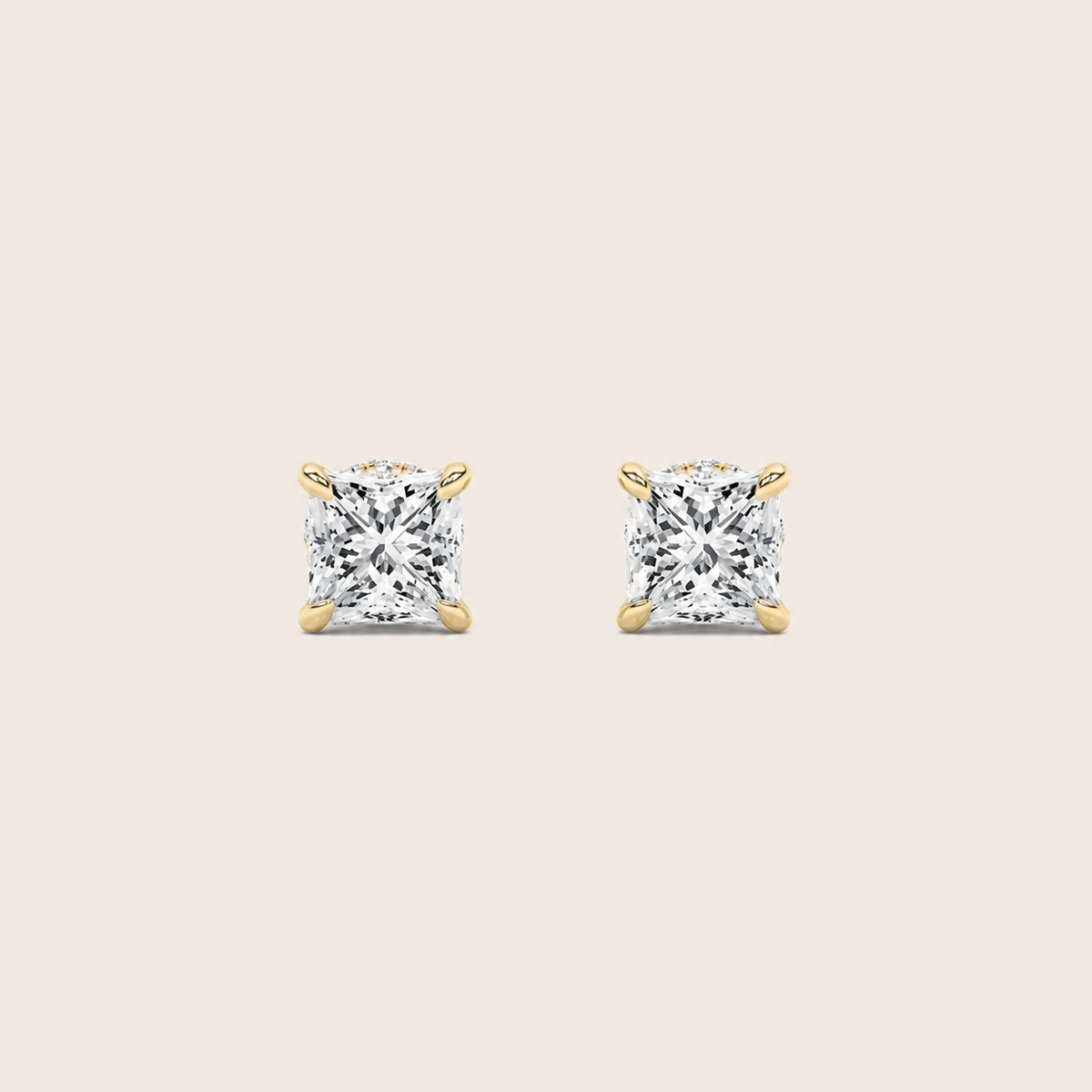 5CT Princess Cut Lab Grown Diamond Hidden Halo Stud Earrings