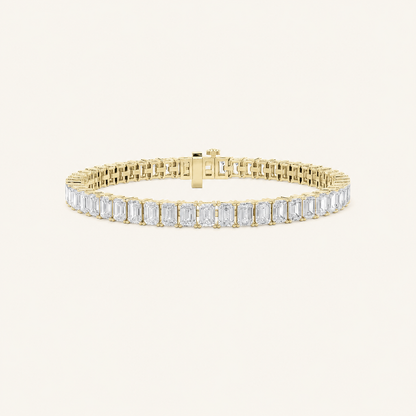 11.25CT Emerald Cut Lab Grown Diamond Tennis Bracelet