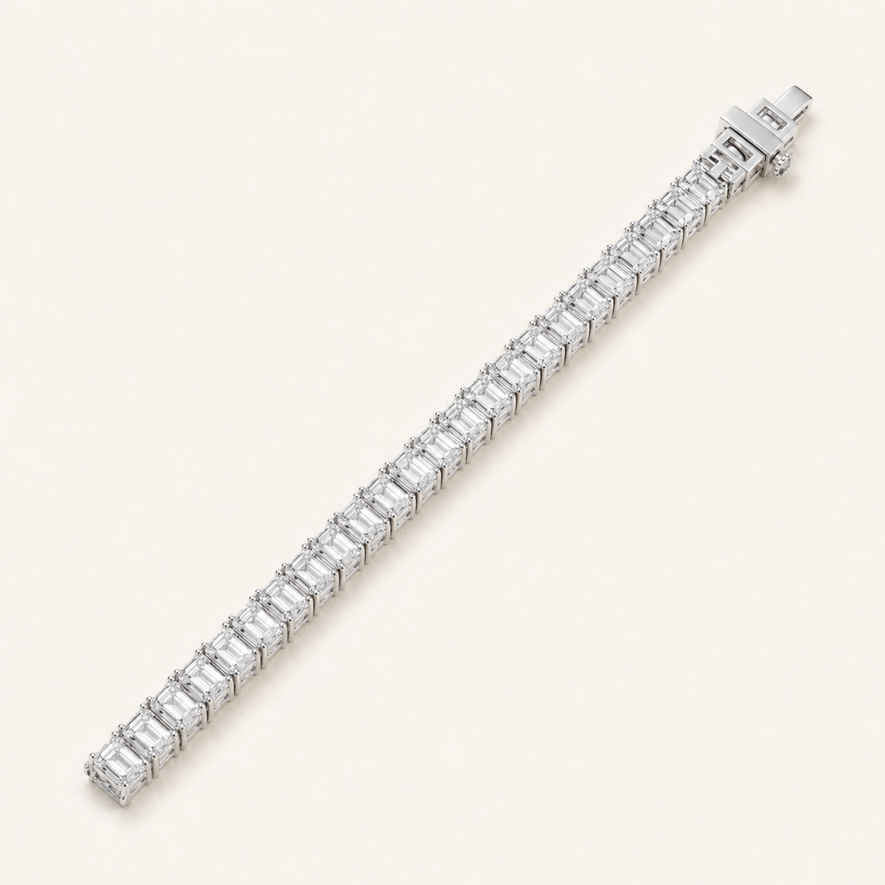 11.25CT Emerald Cut Lab Grown Diamond Tennis Bracelet