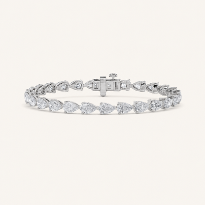 7CT Pear Cut Lab Grown Diamond Tennis Bracelet