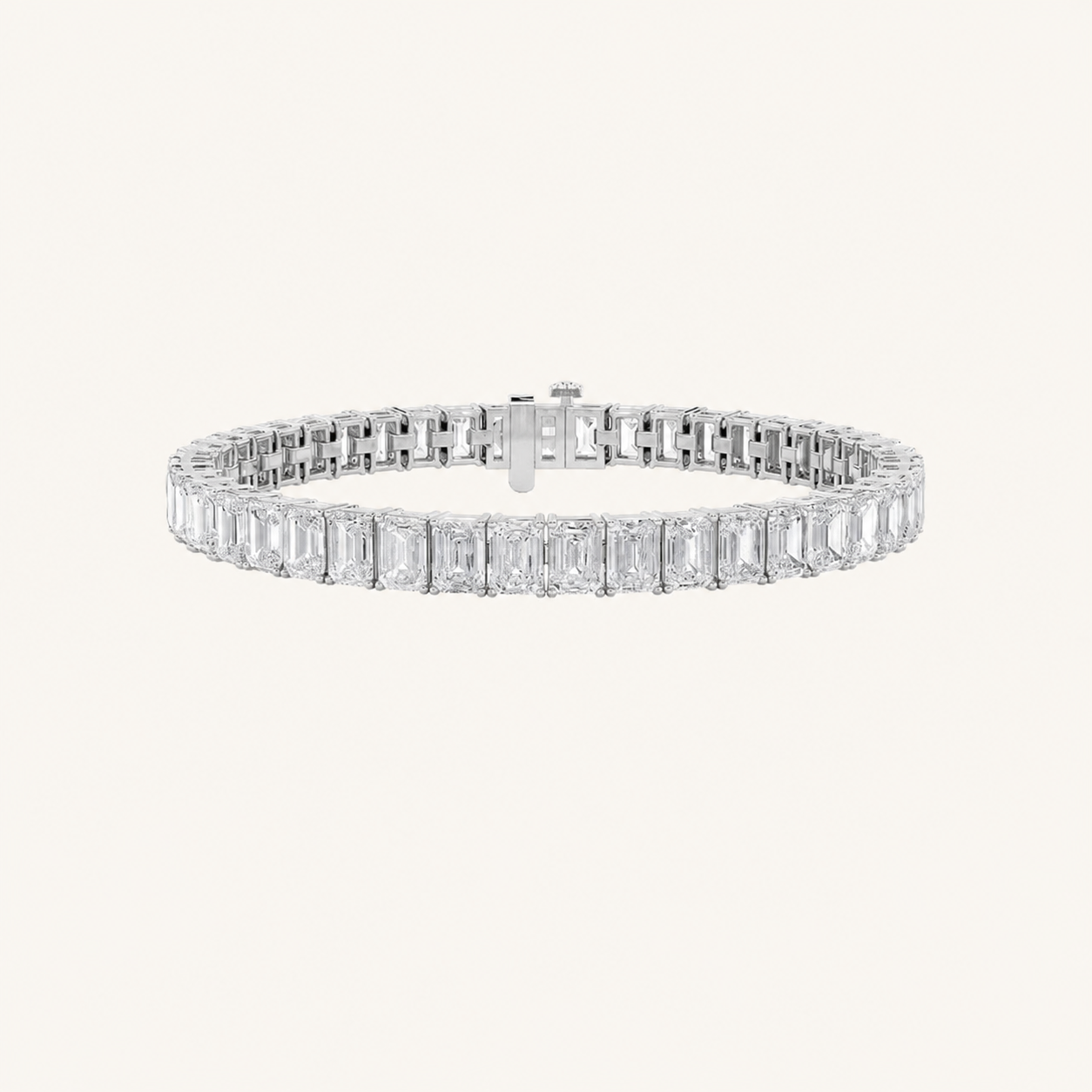 10CT Emerald Cut Lab Grown Diamond Tennis Bracelet