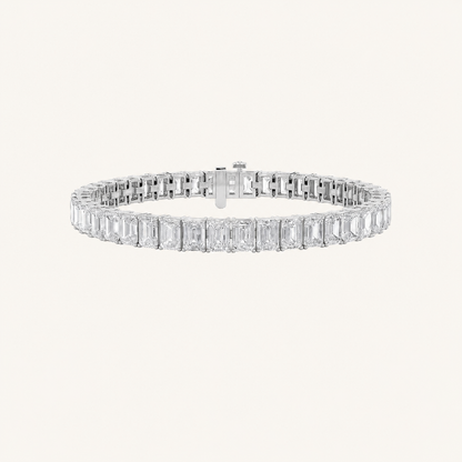 10CT Emerald Cut Lab Grown Diamond Tennis Bracelet