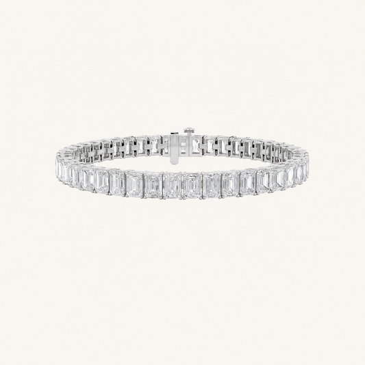 10CT Emerald Cut Lab Grown Diamond Tennis Bracelet