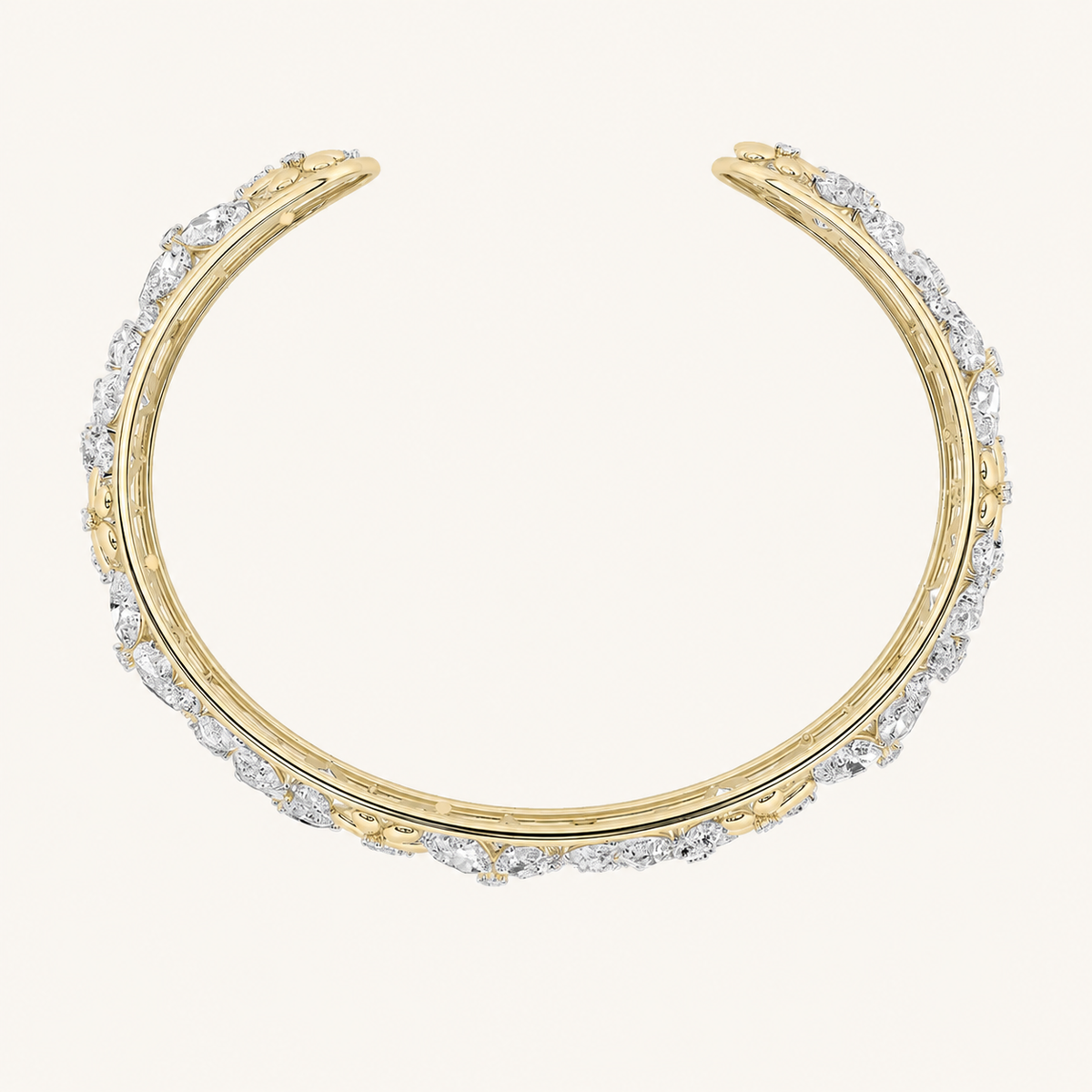 23.5CT Pear Cut Lab Grown Diamond Cuff Bracelet
