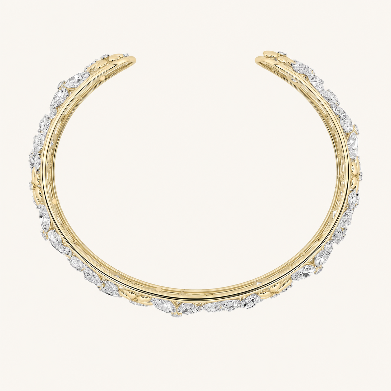 23.5CT Pear Cut Lab Grown Diamond Cuff Bracelet