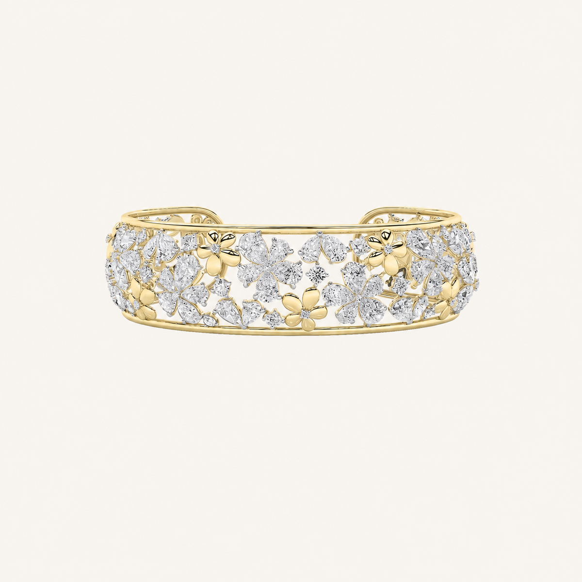 23.5CT Pear Cut Lab Grown Diamond Cuff Bracelet
