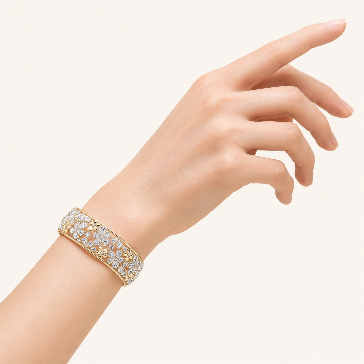 23.5CT Pear Cut Lab Grown Diamond Cuff Bracelet