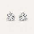 3CT Round Cut Lab Grown Diamond Three Prong Martini Stud Earrings