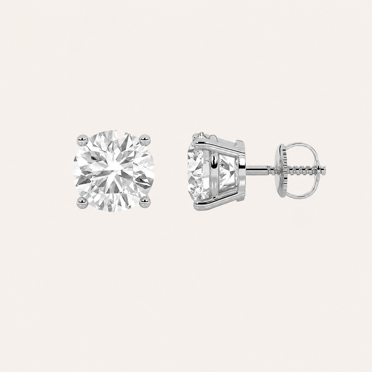 5.5CT Round Cut Lab Grown Diamond Three Prong Martini Stud Earrings