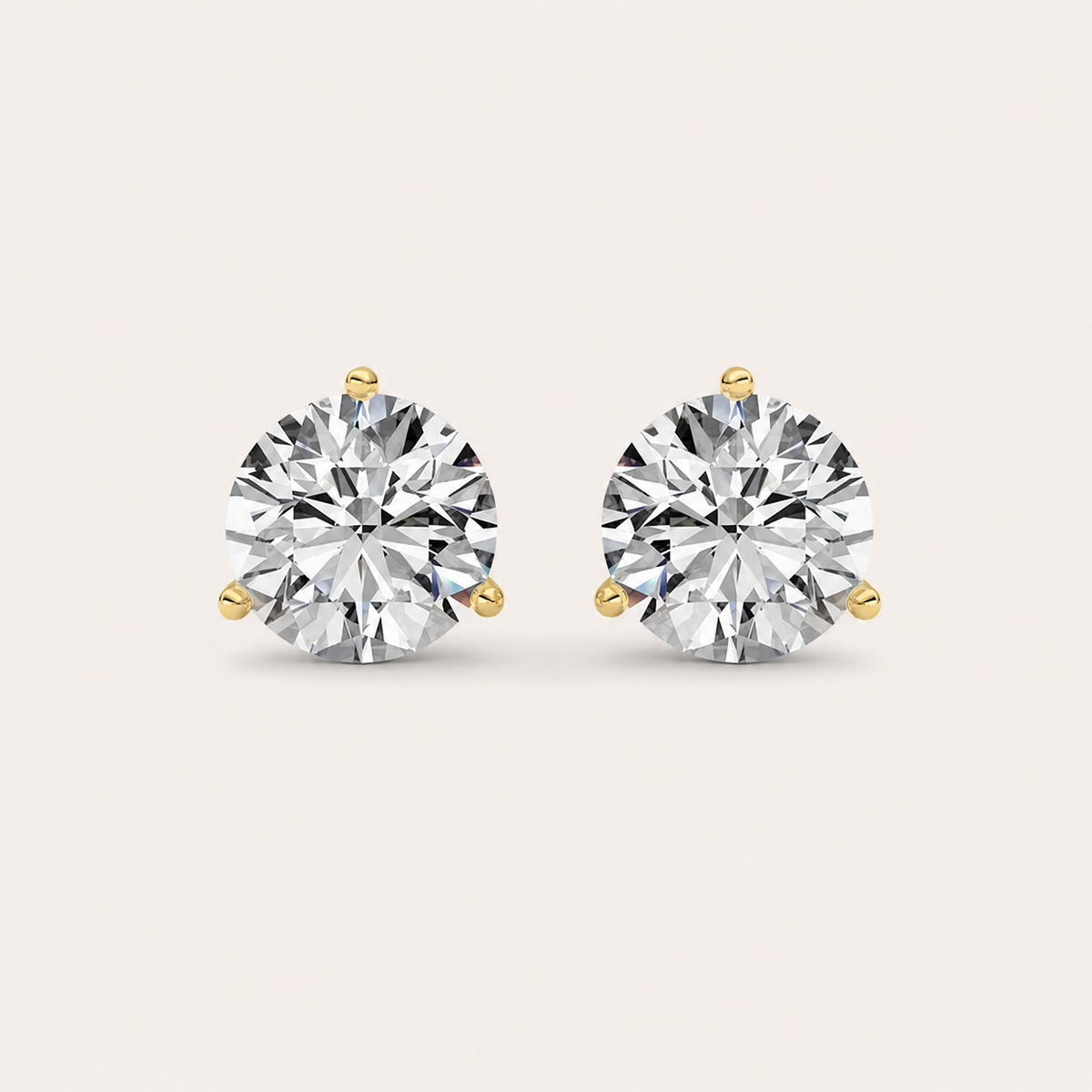 5.5CT Round Cut Lab Grown Diamond Three Prong Martini Stud Earrings