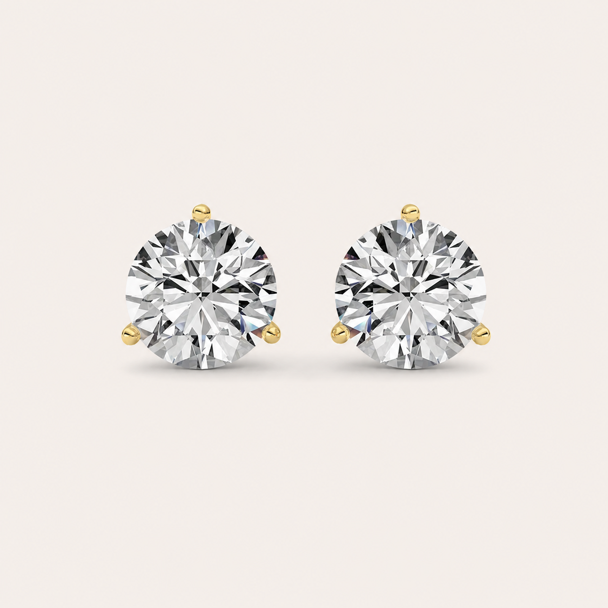 5.5CT Round Cut Lab Grown Diamond Three Prong Martini Stud Earrings
