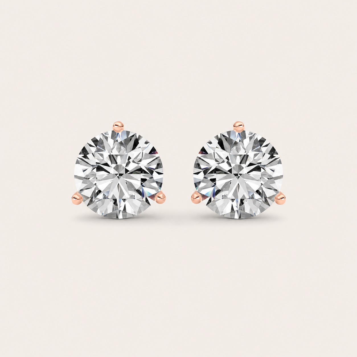 5.5CT Round Cut Lab Grown Diamond Three Prong Martini Stud Earrings