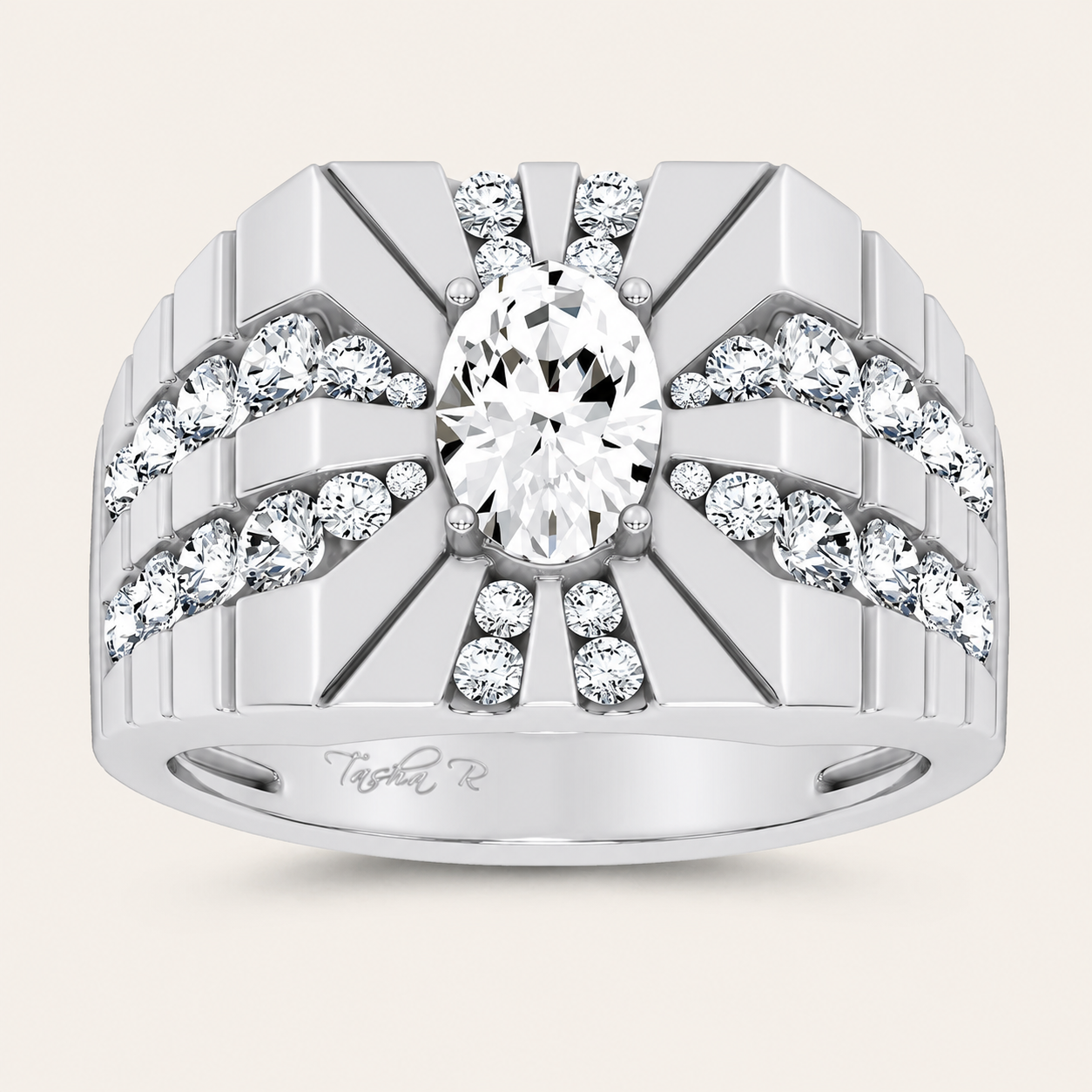 2.25CT Oval Cut Certified Lab Grown Diamond Men's Ring