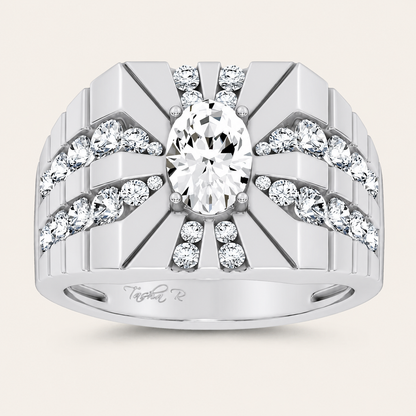 2.25CT Oval Cut Certified Lab Grown Diamond Men's Ring