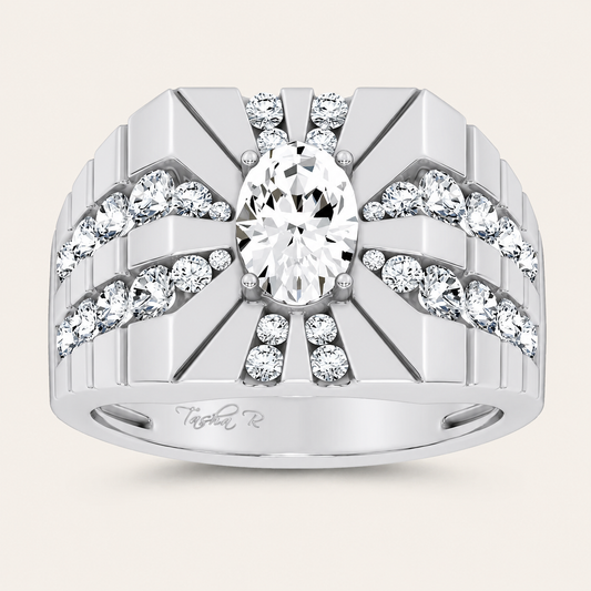 2.25CT Oval Cut Certified Lab Grown Diamond Men's Ring