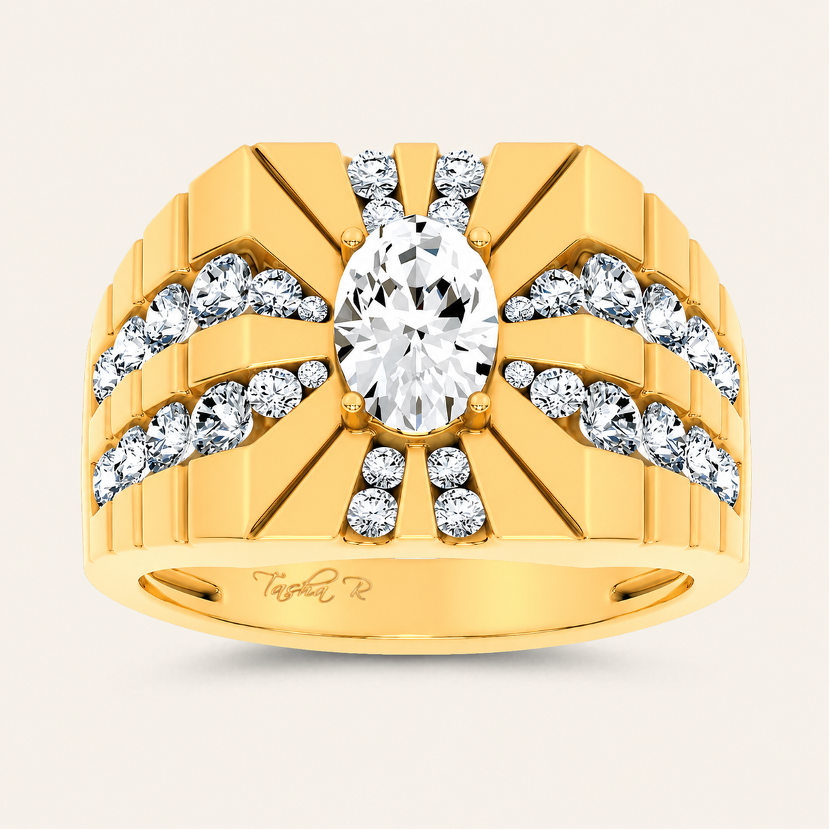 2.25CT Oval Cut Certified Lab Grown Diamond Men's Ring
