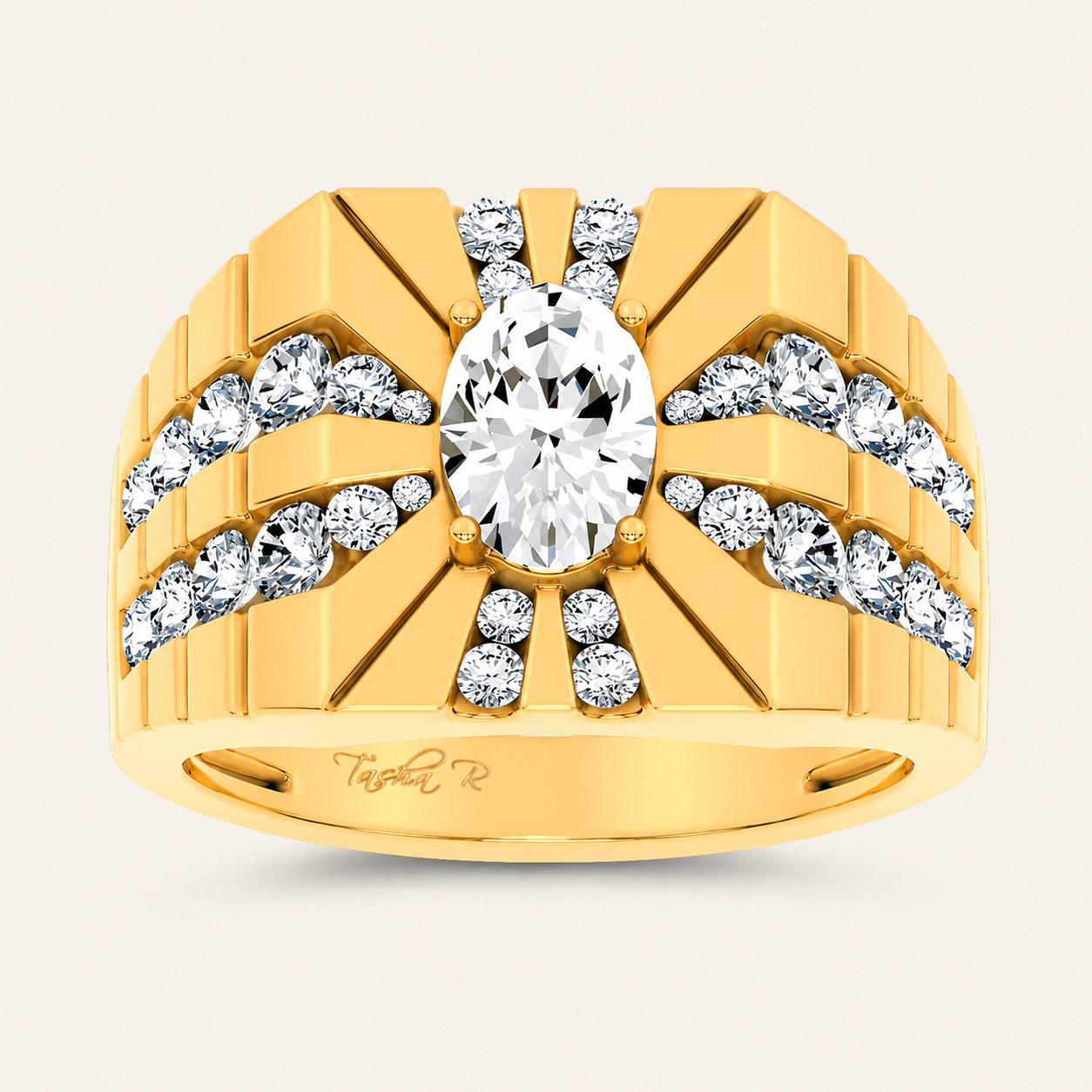 2.25CT Oval Cut Certified Lab Grown Diamond Men's Ring