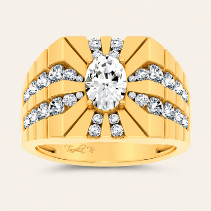 2.25CT Oval Cut Certified Lab Grown Diamond Men's Ring