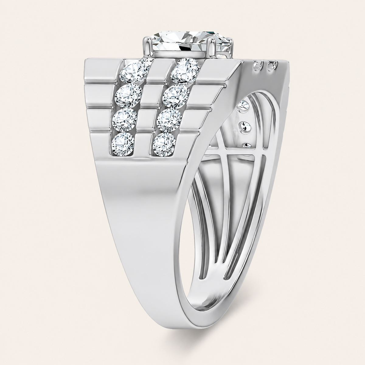 2.25CT Oval Cut Certified Lab Grown Diamond Men's Ring