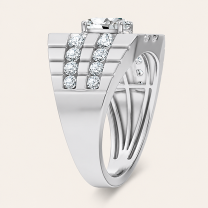 2.25CT Oval Cut Certified Lab Grown Diamond Men's Ring