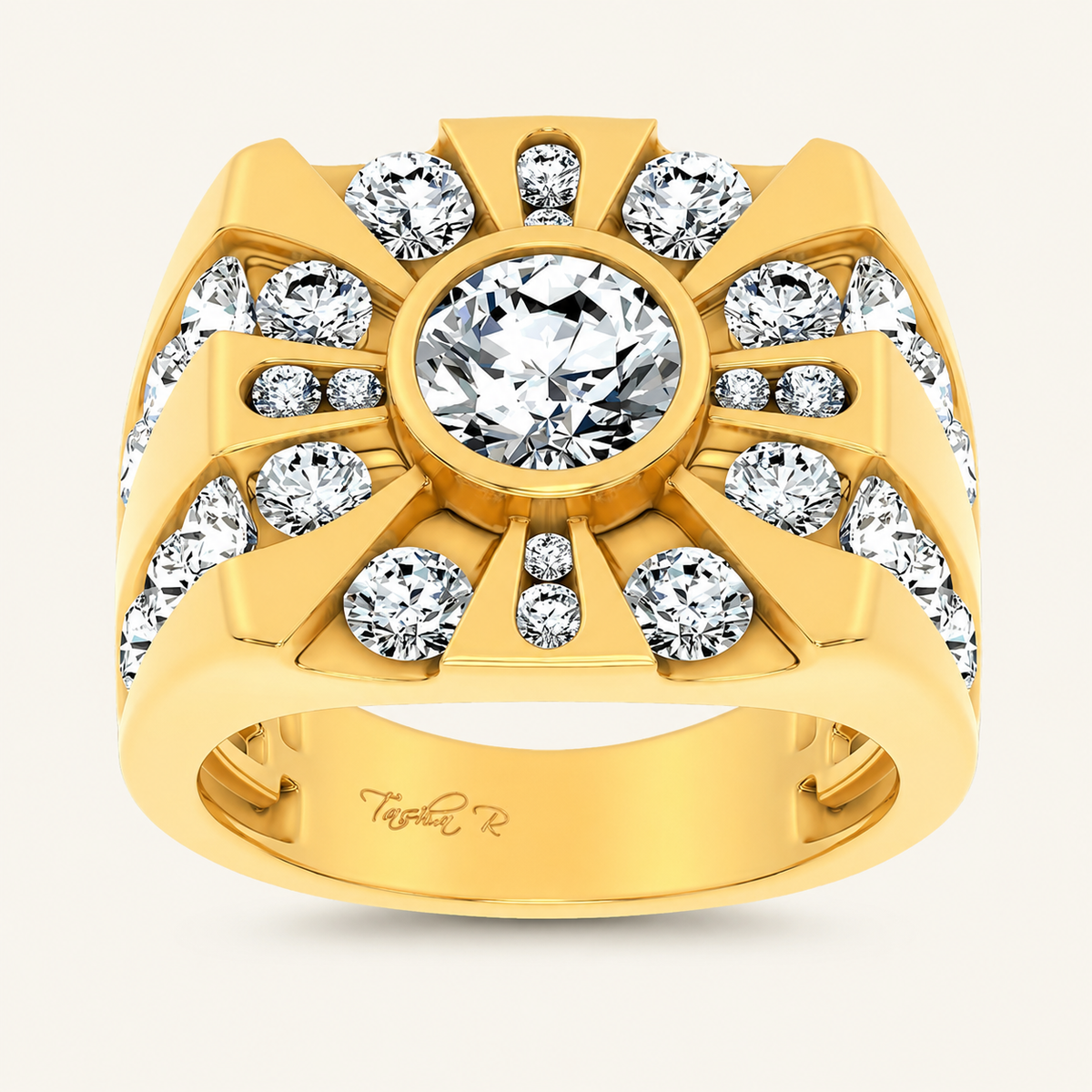 4.49CT Round Cut Certified Lab Grown Diamond Men's Ring