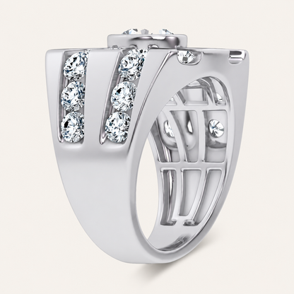4.49CT Round Cut Certified Lab Grown Diamond Men's Ring