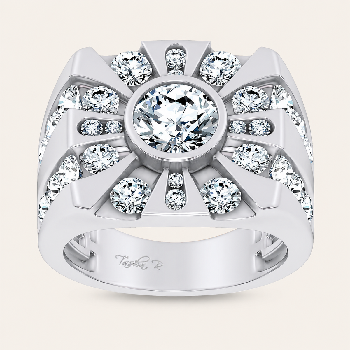 4.49CT Round Cut Certified Lab Grown Diamond Men's Ring