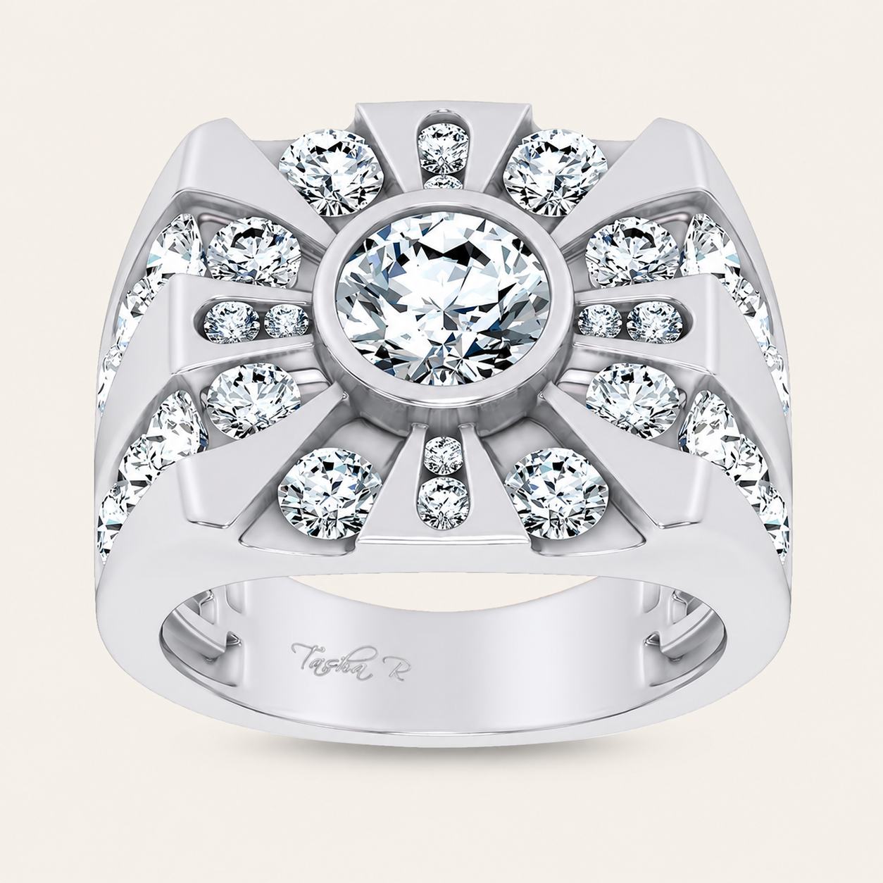 4.49CT Round Cut Certified Lab Grown Diamond Men's Ring