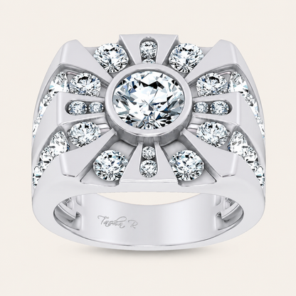 4.49CT Round Cut Certified Lab Grown Diamond Men's Ring