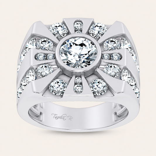 4.49CT Round Cut Certified Lab Grown Diamond Men's Ring