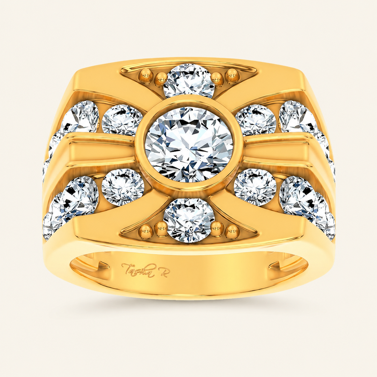 4.75CT Round Cut Certified Lab Grown Diamond Men's Ring