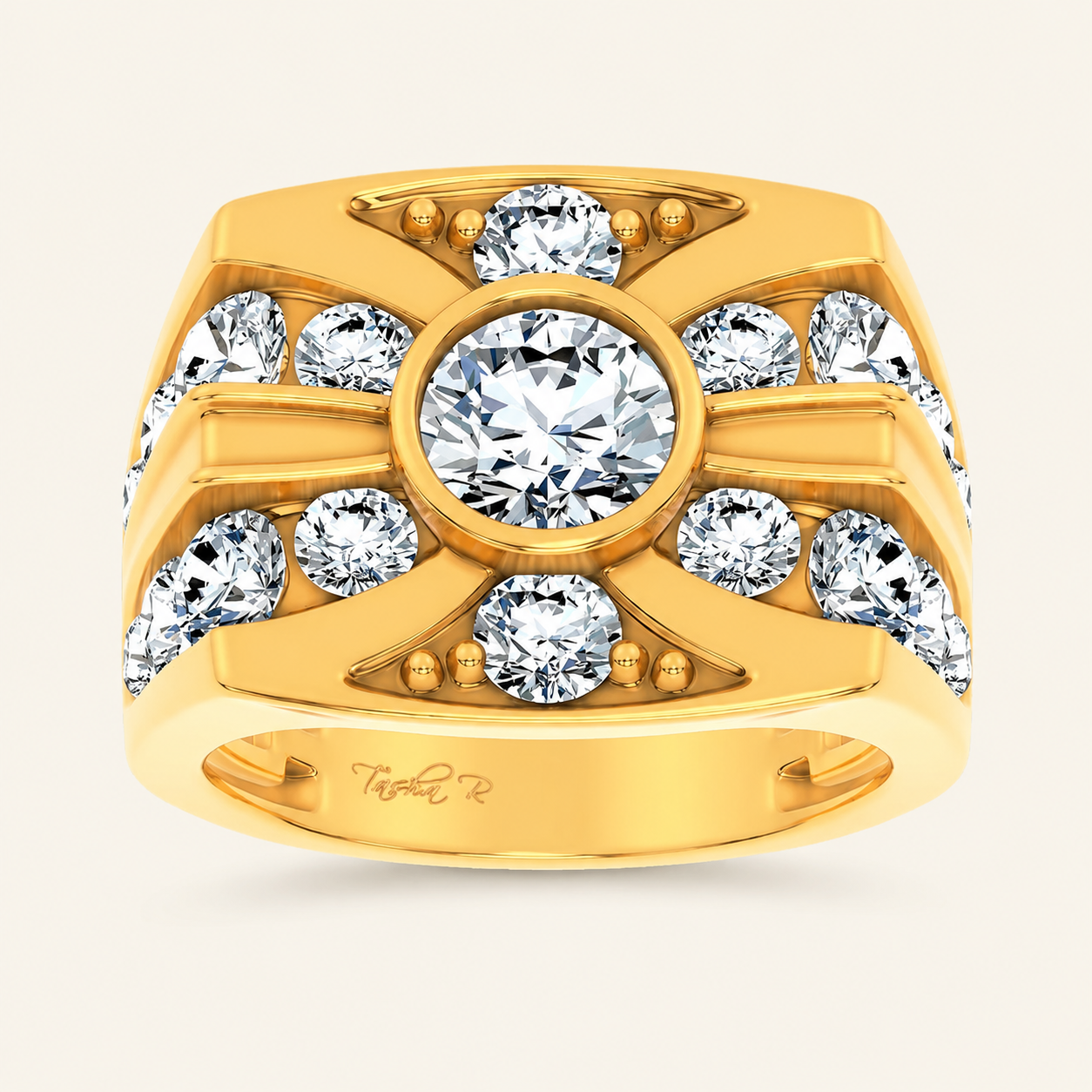 4.75CT Round Cut Certified Lab Grown Diamond Men's Ring