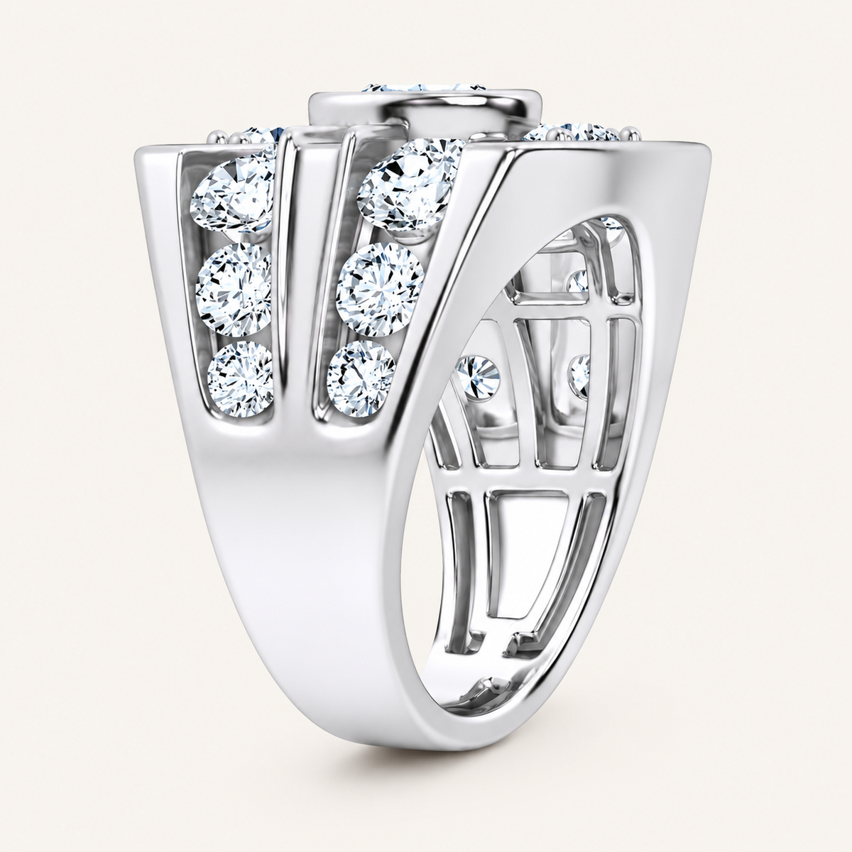 4.75CT Round Cut Certified Lab Grown Diamond Men's Ring