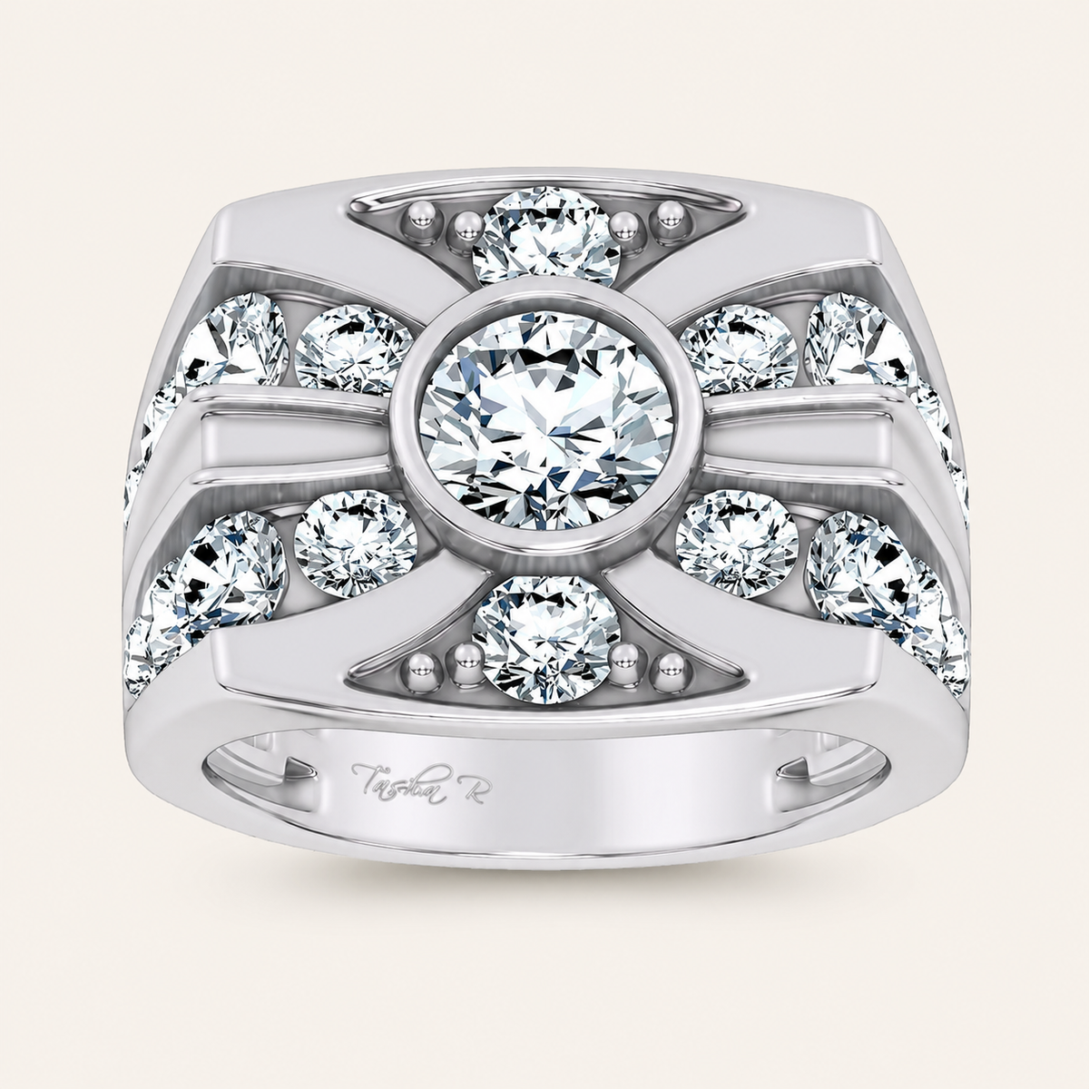 4.75CT Round Cut Certified Lab Grown Diamond Men's Ring