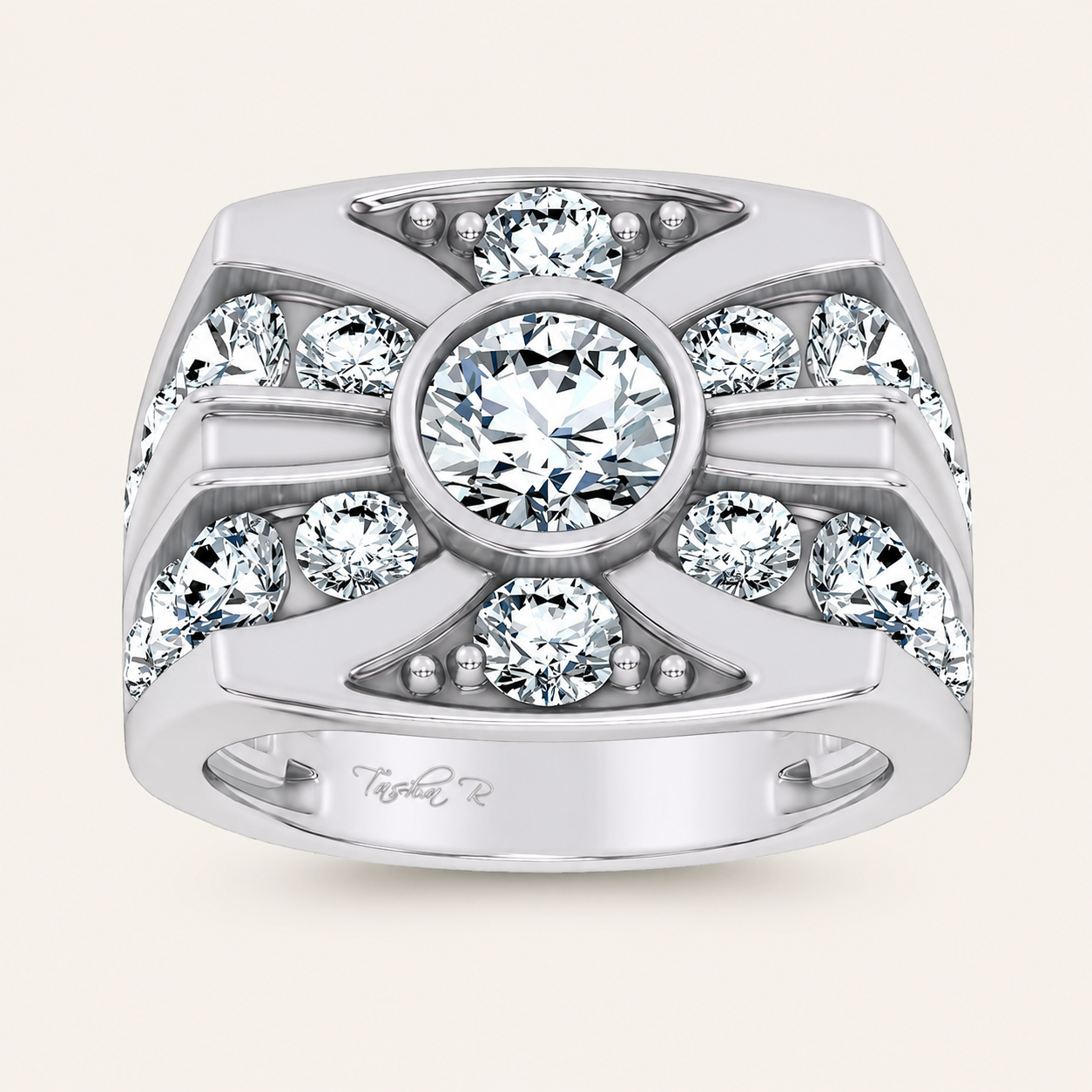 4.75CT Round Cut Certified Lab Grown Diamond Men's Ring