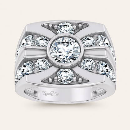 4.75CT Round Cut Certified Lab Grown Diamond Men's Ring