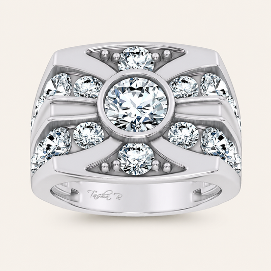 4.75CT Round Cut Certified Lab Grown Diamond Men's Ring