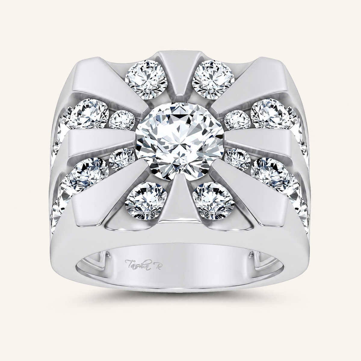7CT Round Cut Certified Lab Grown Diamond Men's Ring