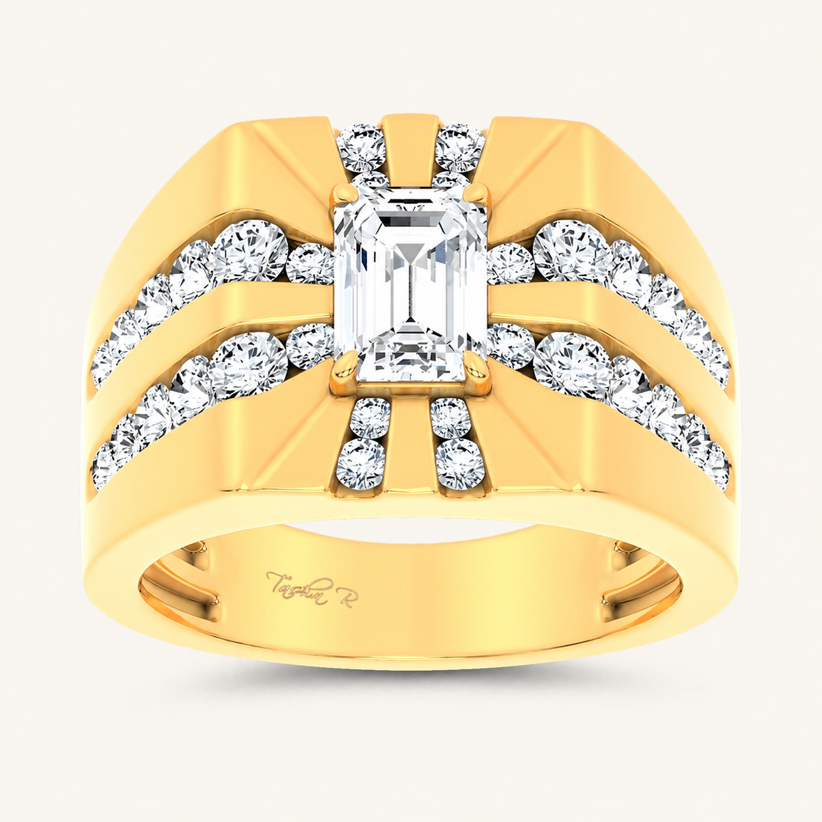 3CT Emerald Certified Lab Grown Diamond Men's Ring