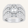 3CT Emerald Certified Lab Grown Diamond Men's Ring