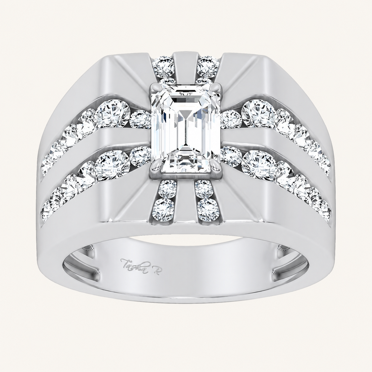 3CT Emerald Certified Lab Grown Diamond Men's Ring