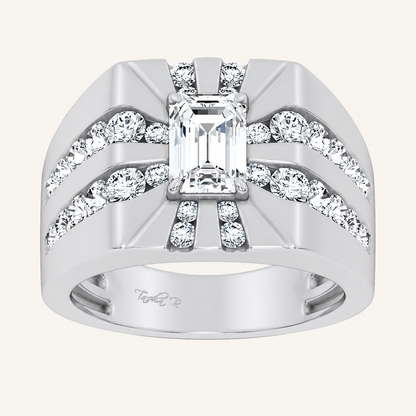 3CT Emerald Certified Lab Grown Diamond Men's Ring