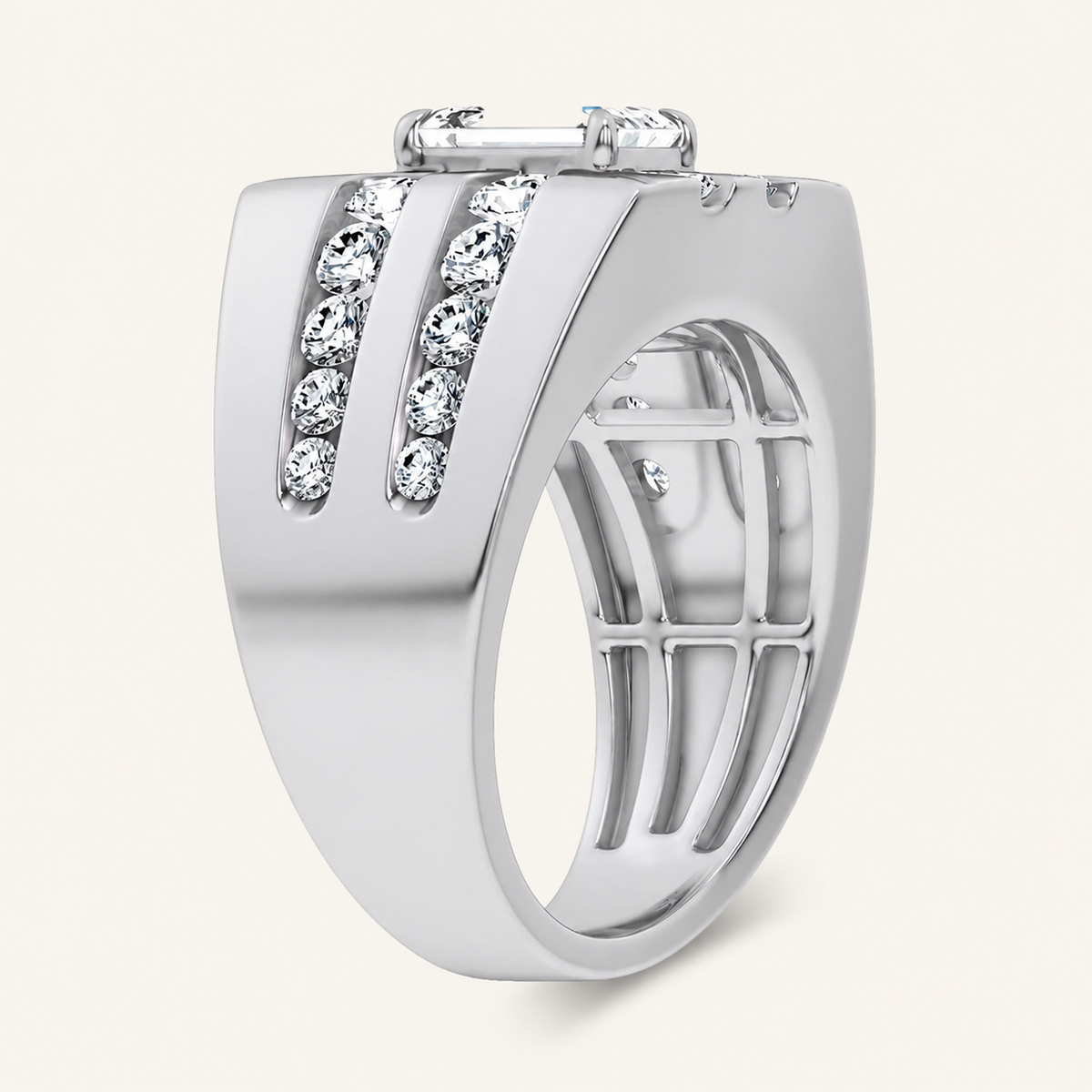 3CT Emerald Certified Lab Grown Diamond Men's Ring