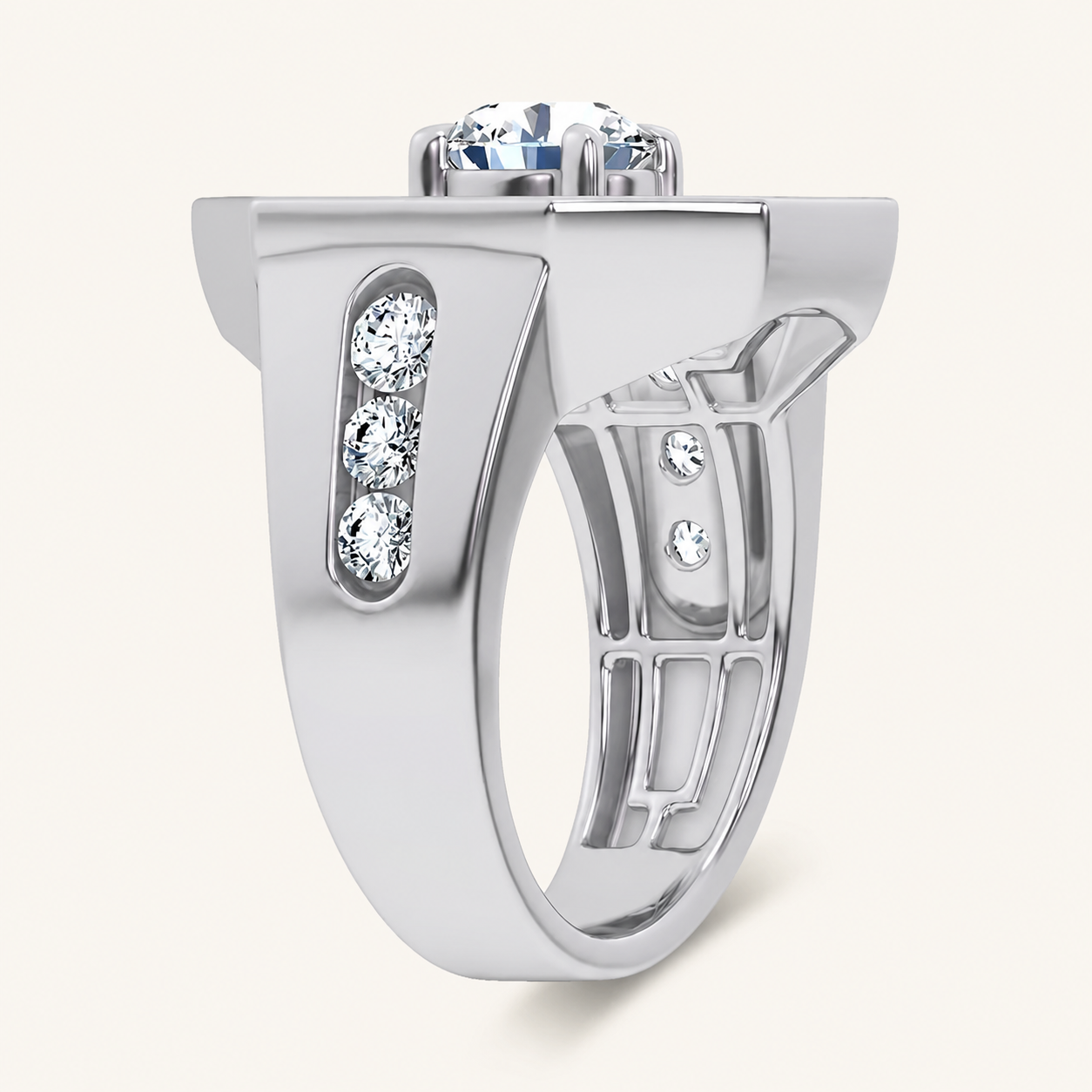 3CT Round Certified Lab Grown Diamond Men's Ring