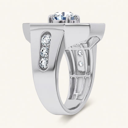 3CT Round Certified Lab Grown Diamond Men's Ring