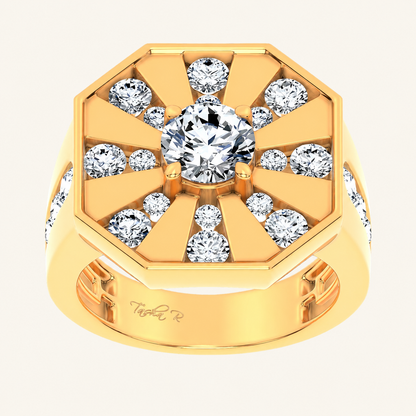3CT Round Certified Lab Grown Diamond Men's Ring