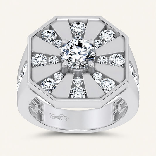 3CT Round Certified Lab Grown Diamond Men's Ring