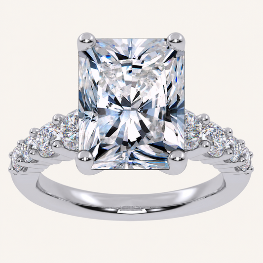 3.75CT Radiant Cut Lab Grown Diamond Cluster Ring