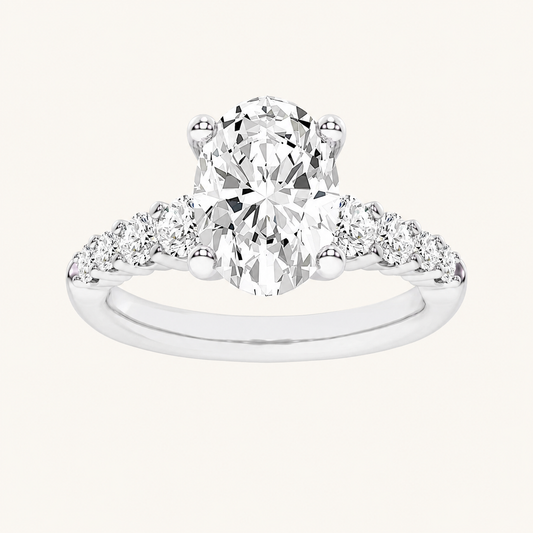 3.75CT Oval Cut Lab Grown Diamond Cluster Ring