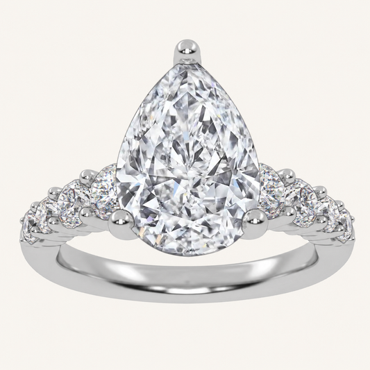 3.75CT Pear Cut Lab Grown Diamond Cluster Ring
